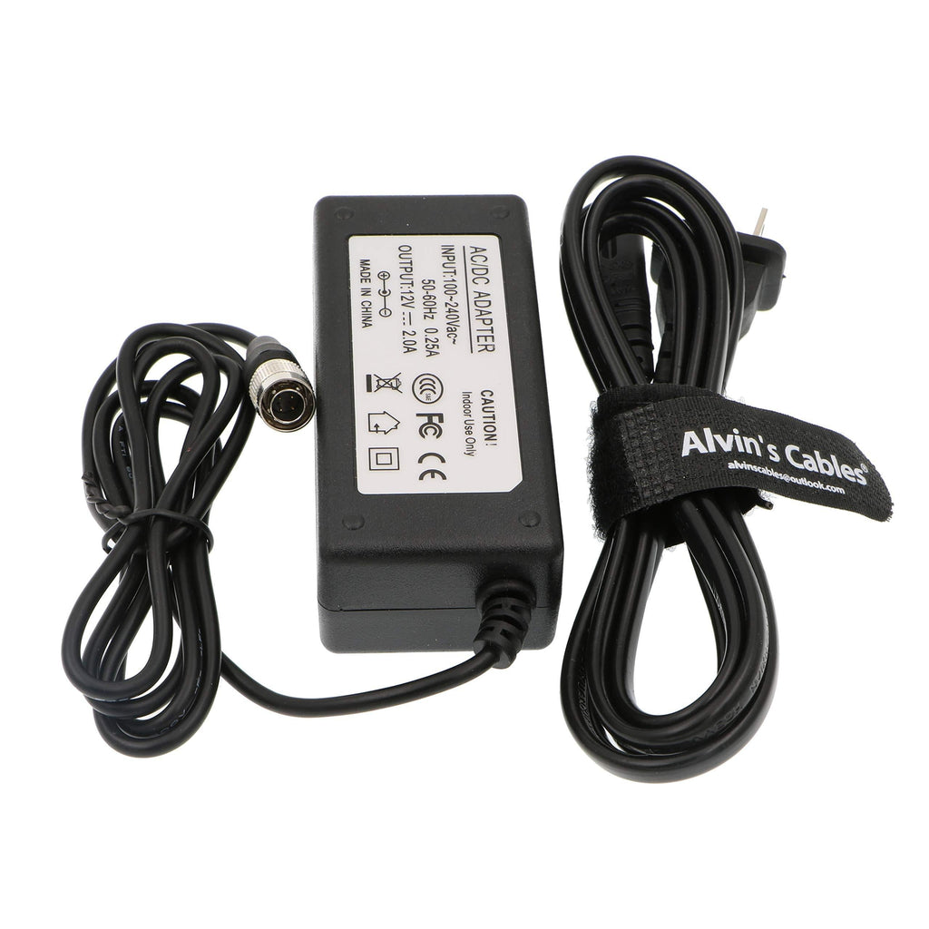 Alvin's Cables AC to 4 Pin Hirose Male 12V 2A Power Adapter for Sound Devices ZAXCOM Sony