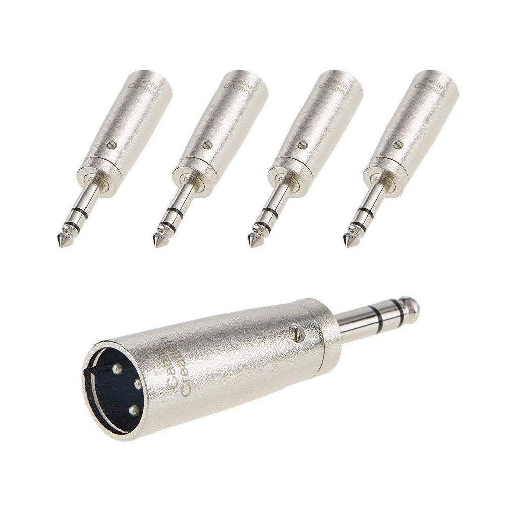 [AUSTRALIA] - CableCreation [5-Pack] XLR 3 Pin Male to 1/4" 6.35mm Plug Socket Audio Adapter, Silver [XLR M to 1/4] 5-Pack 