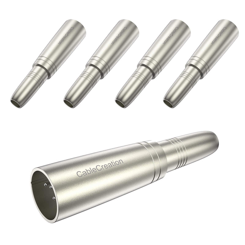 [AUSTRALIA] - CableCreation [5-Pack] XLR 3 Pin Male to 1/4" 6.35mm Female Jack Socket Audio Adapter, Silver [5-Pack] 
