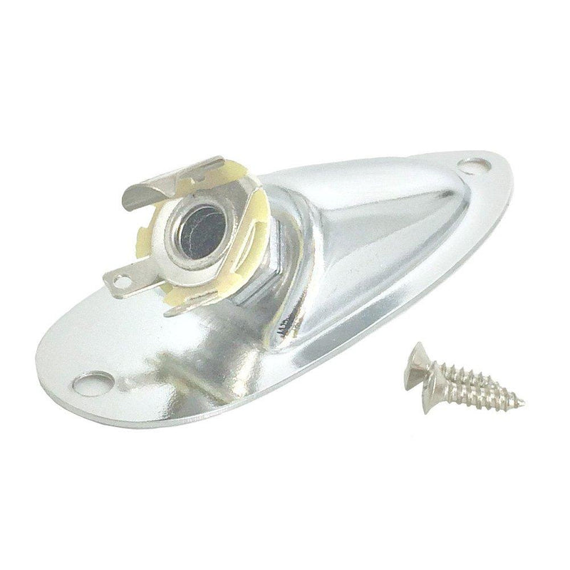 Greenten Loaded Jack Socket Plate with Screws for FD Strat Stratocaster Electric Guitar Replacement (Chrome)