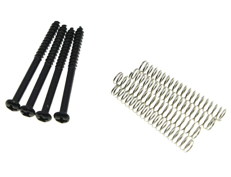 KAISH 4x Black Bass Pickup Mounting Screws Springs for P Bass Jazz Bass or P90 Pickups