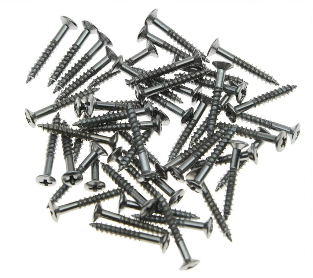 KAISH Pack of 50 Guitar Humbucker Pickup Ring Mounting Screws Pickup Frame Surround Screws for Les Paul SG Chrome