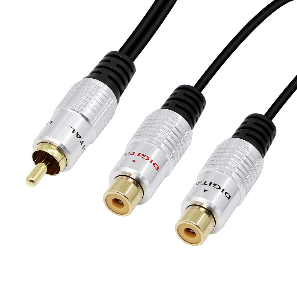 SinLoon RCA Y-Adapter Audio Cable,Premium Aluminium Alloy Mono Male to 2-RCA Female Digital Coaxial Splitter Gold Plated Adapter Audio  Cable(RCA M-2F)