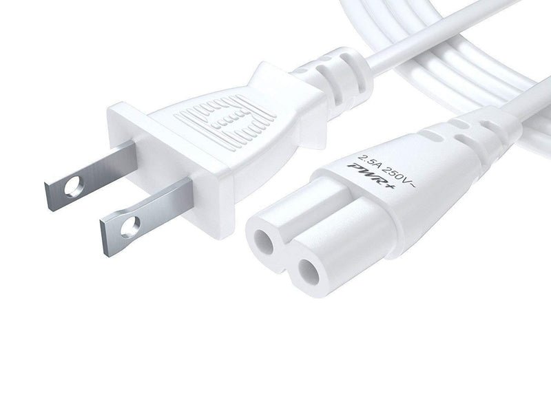 Pwr White 6 Ft Cable Replacement for Samsung Sony: 2-Slot AC Wall Plug TV LED LCD Power Cord TCL Toshiba Sharp JVC Insignia Hisense LG Electronics