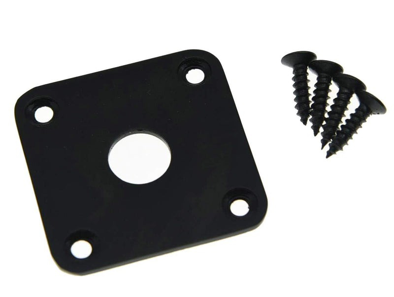 KAISH Black Flat Bottom Metal Jack Plate Flat Base Square Jackplate for Gibson LP Les Paul