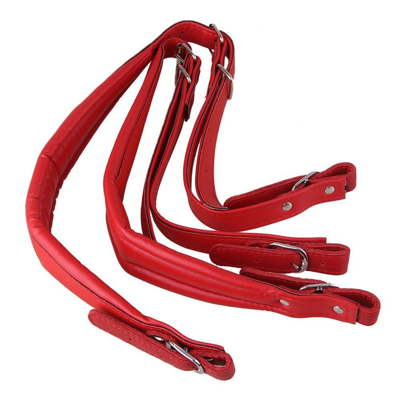 Yibuy Adjustable Accordion Shoulder Strap Set Artificial Leather Red Set of 2