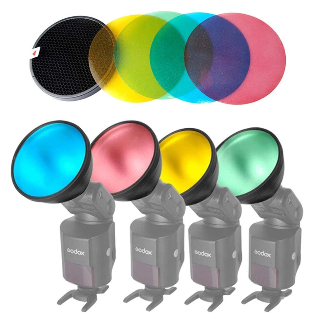 Fomito Godox AD-S11 Color Filter Gel Pack with AD-S12 Honeycomb Grid Cover Reflector for Witstro Flash AD200 AD360II AD180 AD360