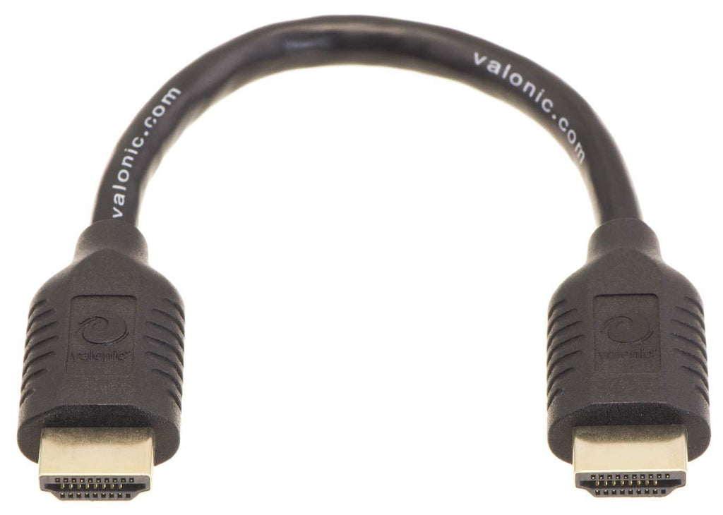 valonic Short HDMI Cable | 7 in / 0.6 ft | 4k | Full HD | ARC | high Speed | Ultra HD | ethernet | for TV, PS4, Xbox | 30 AWG | Black | 20cm 0.6ft 7"