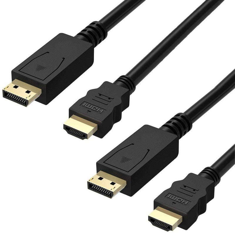 DP to HDMI Cable 6FT (2 Pack), Fosmon Gold Plated Displayport to HDMI Cable 1080p Full HD for PCs to HDTV, Monitor, Projector with HDMI Port