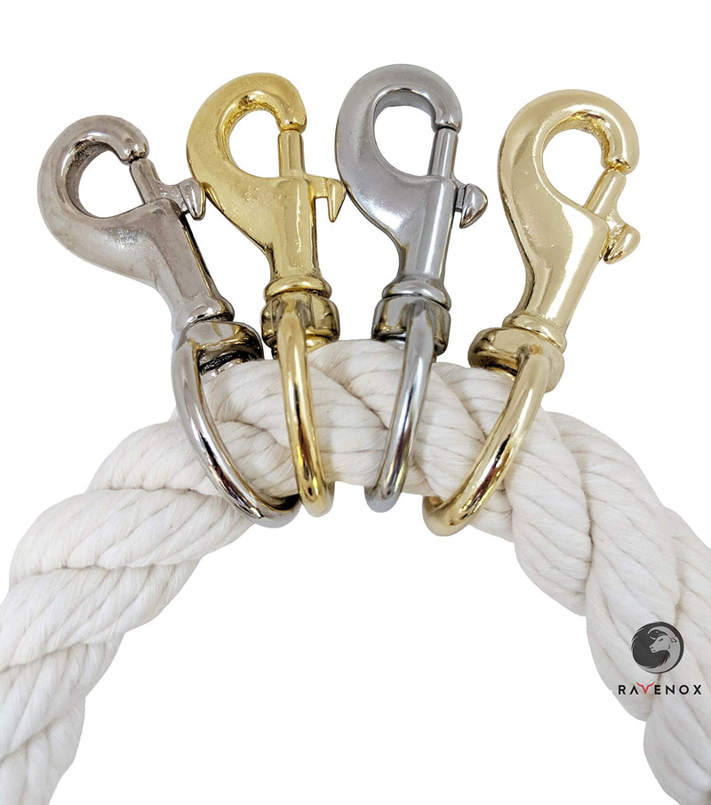 Ravenox Snap Hooks Heavy Duty |(Brass Plated)(1" x 2-Pack) | 1-inch Swivel Snaps | Keychain Clip with Eye Bolt | Swivel Hook, Bolt Snap for Scuba, Flagpoles, Horse Leads, Leashes | Rope Hardware Brass Plated 2 Pack