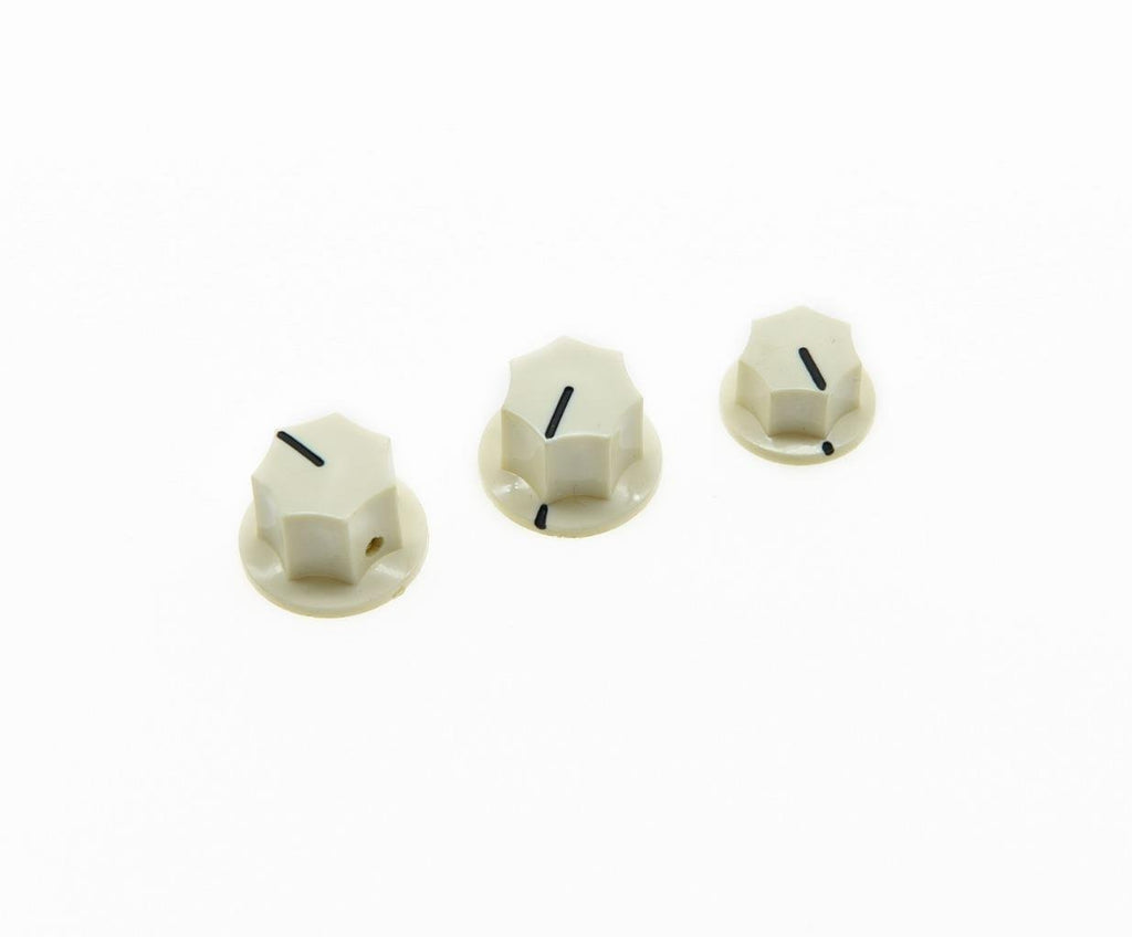 KIAISH Set of 3 Aged White Brass Insert USA Spec 1/4" Jazz J Bass Knobs,Large & Small Knob