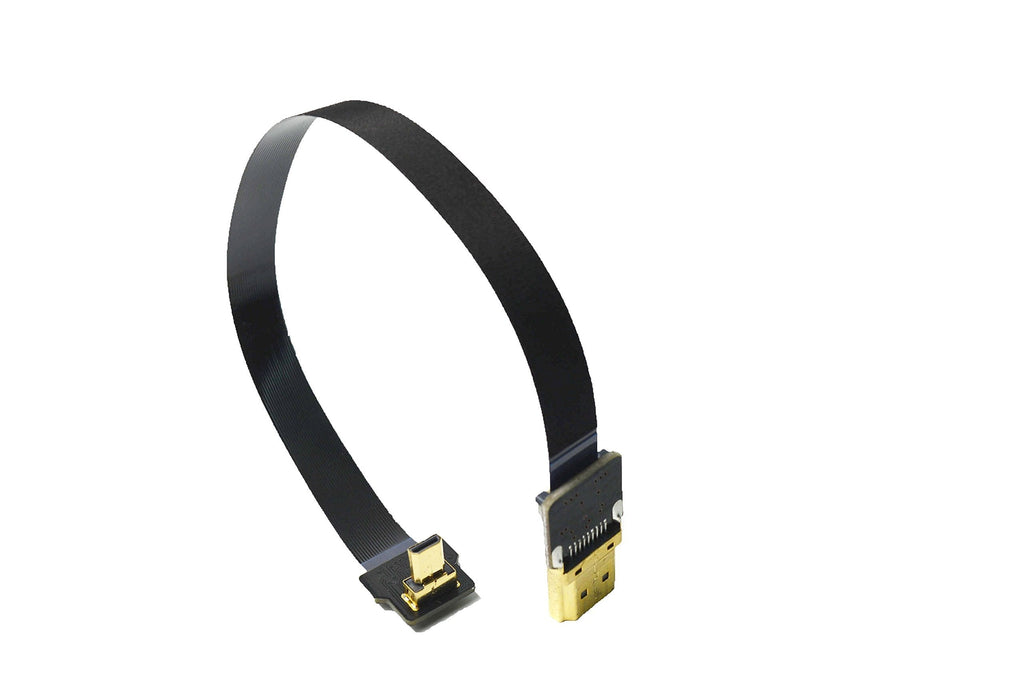 Short micro HDMI 90 degree FPV FFC Flat Slim Thin HDMI Cable Micro HDMI 90 degree to Standard HDMI Full HDMI Normal HDMI for Gopro Sony A7RII A7SII A9 A6500 A6300（REVERSE SOCKET OF A6000）Black 20CM