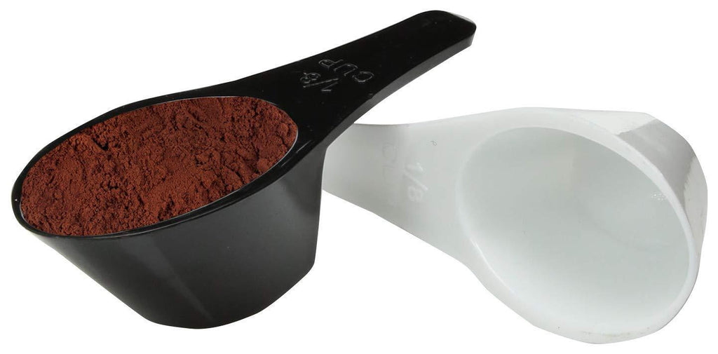 Kitch N’ Wares Coffee Measuring Spoons -2 Pack, White and Black 1/8 Cup for Kitchen, Home and Office Use - Reusable Plastic Spoon for Pouring Ground Tea, Espresso, Sugar, Herbs, Spices