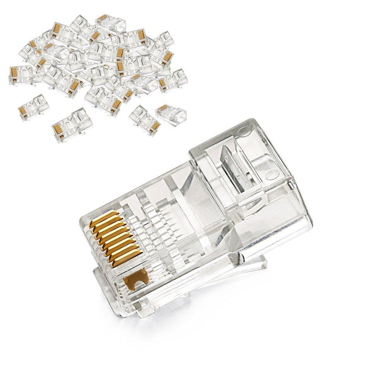 UGREEN RJ45 Connector 50 Pack Ethernet Cable Plug 8P8C Cat5E Cat5 Crimp Modular Male to Female Network LAN Connector Crystal