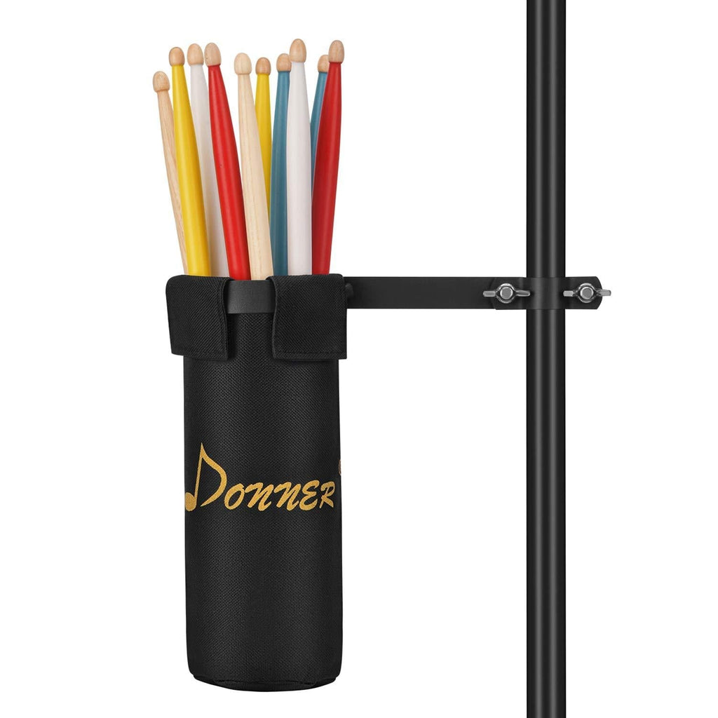 Donner Drumstick Holder for Drum Set Clamp Clip on Drum Stick Holder Nylon Bag Container for Multi Pair Up to 10 Pairs