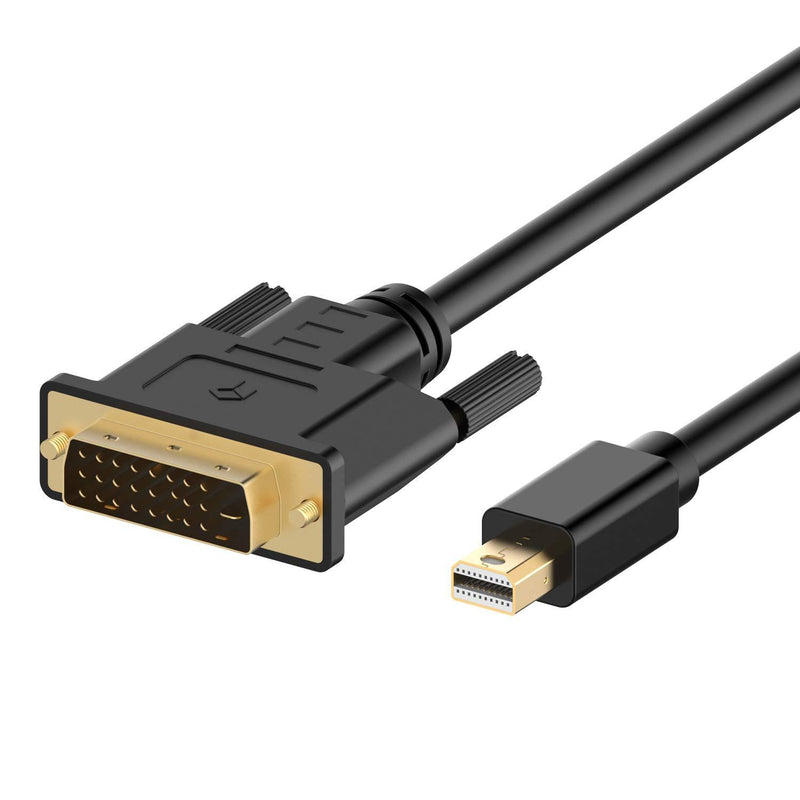 Rankie Mini DisplayPort (Mini DP) to DVI Cable, Thunderbolt Port Compatible, Gold Plated, 6 Feet Black