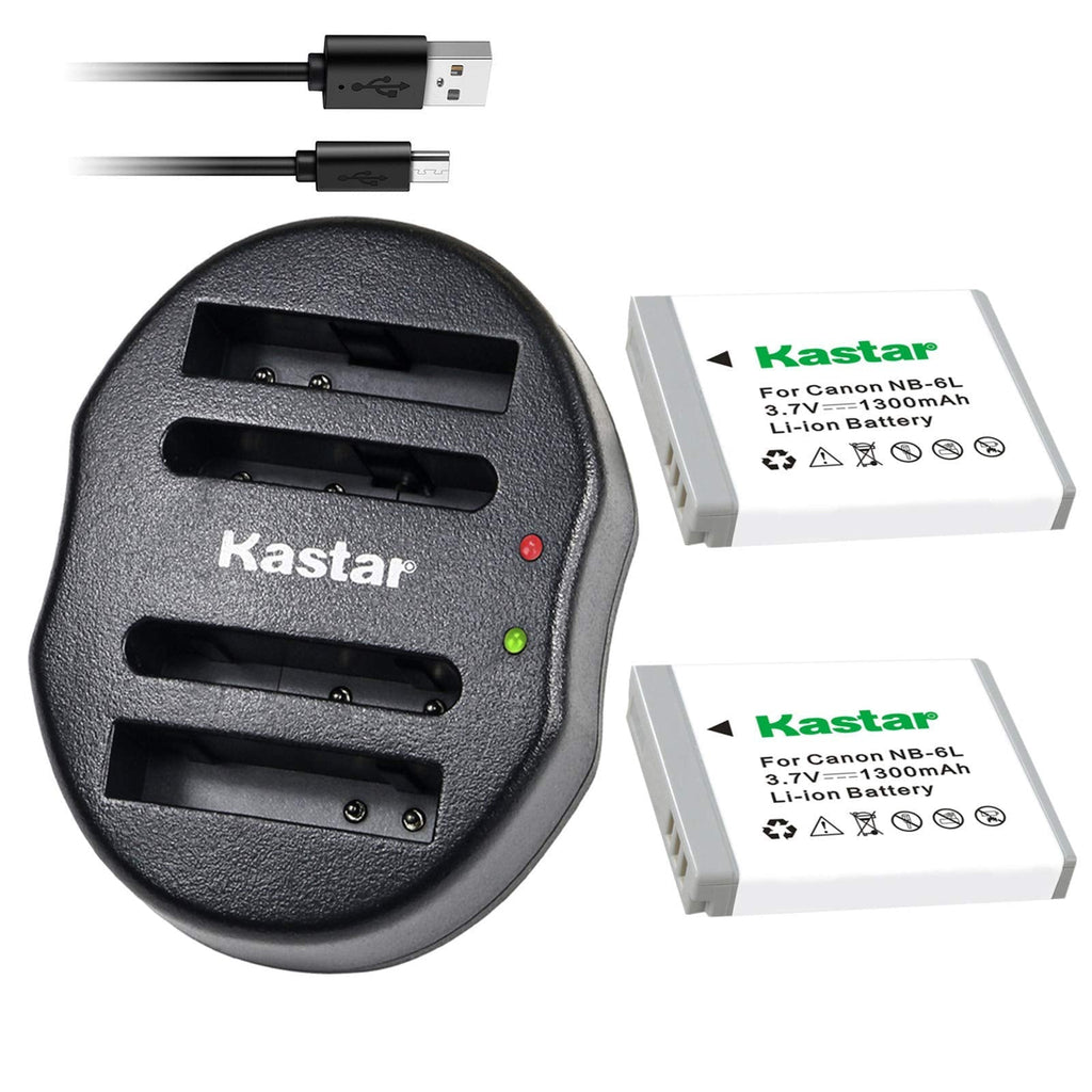 Kastar Battery (X2) & Dual USB Charger for Canon NB-6L and PowerShot SX710 HS SX530 HS SX520 HS SX510 HS SX500 IS SX700SX280 SX260 SX170 SD1300 SD1200 SD980 SD770 SD1300D30 D20 D10 IXUS 85 95 IXUS 200