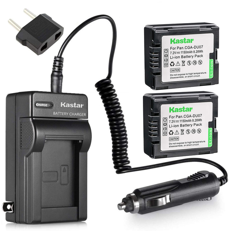 Kastar Battery (2-Pack) and Charger for Panasonic CGA-DU06 CGA-DU07 CGA-DU14 CGA-DU21 VW-VBD070 VBD140 VBD210 and PV-GS31 PV-GS33PV-GS34 PV-GS35 PV-GS39 PV-GS400 PV-GS500 PV-GS50 PV-GS50S PV-GS55