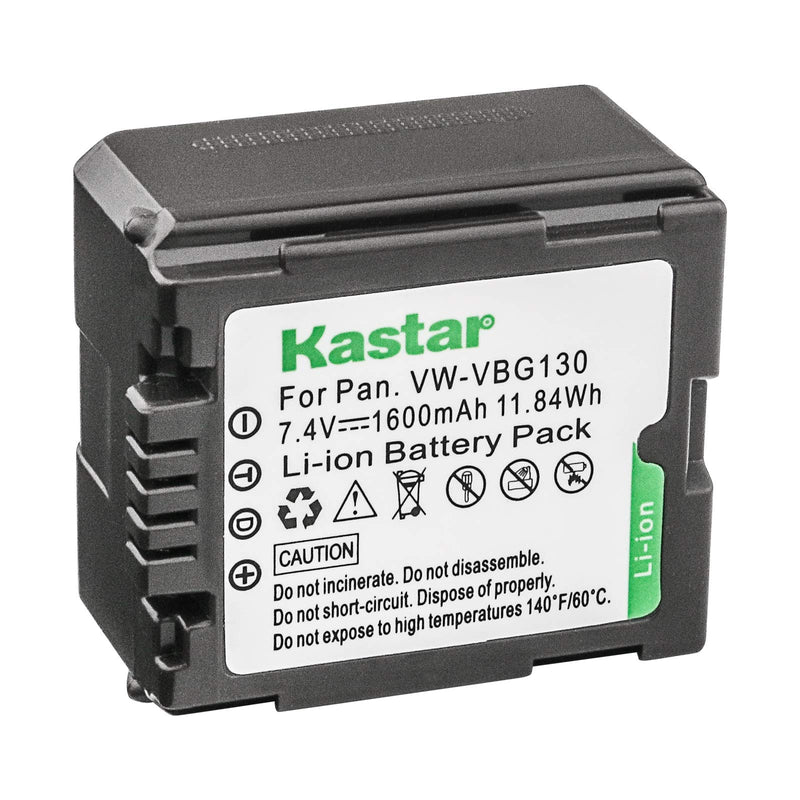 Kastar VBG130 Battery for Panasonic VW-VBG070, VW-VBG130, VWVBG260 Battery and Panasonic SDR-H40, SDR-H80 Series, HDC-HS700, TM700, HS300, TM300, HS250, SD20, HS20, HDC-SDT750 Camcorders