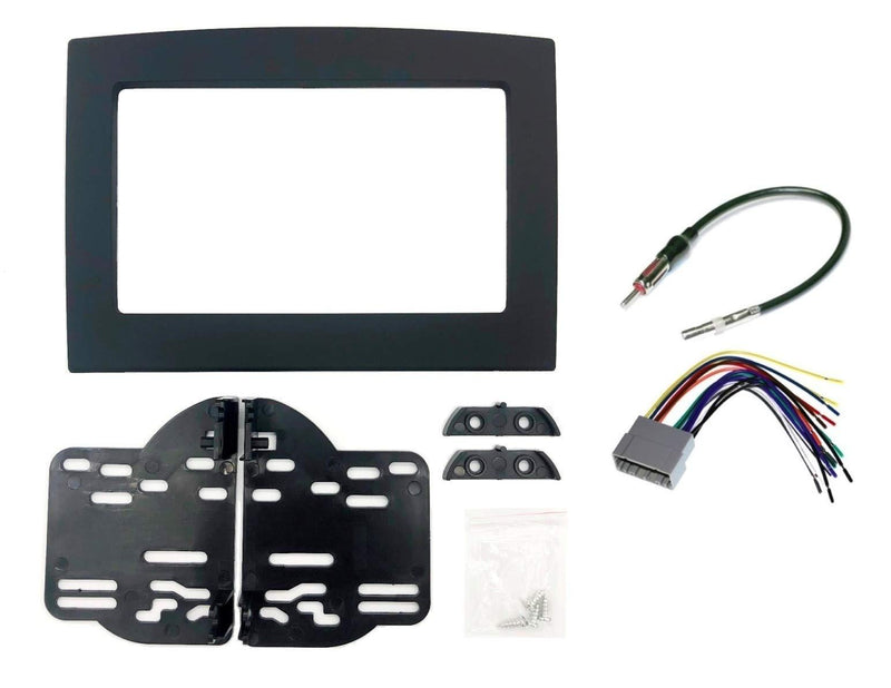 Black Radio Stereo Double Din Dash Install Kit w/Wiring Harness Compatible with Dodge Ram 2006-2010