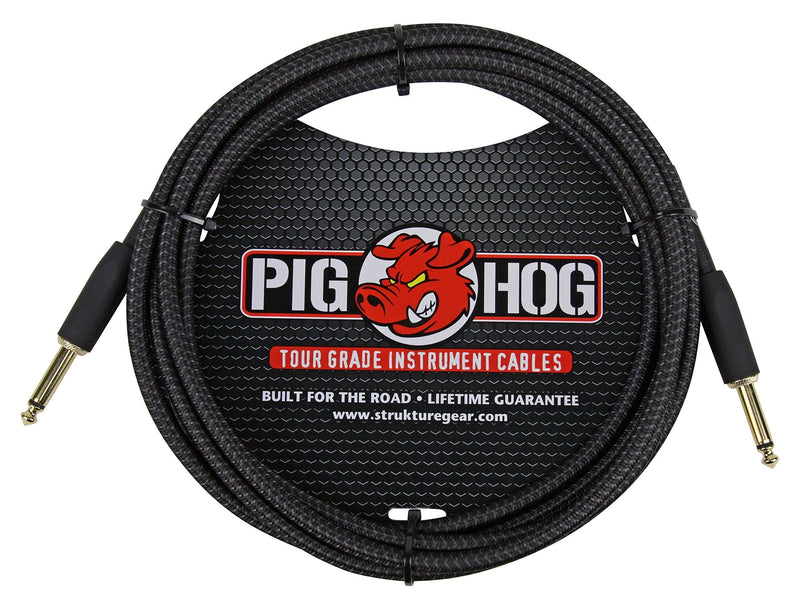 [AUSTRALIA] - Pig Hog PC-H10BK 1/4" Black Woven Guitar Instrument Cable, 10 Feet 