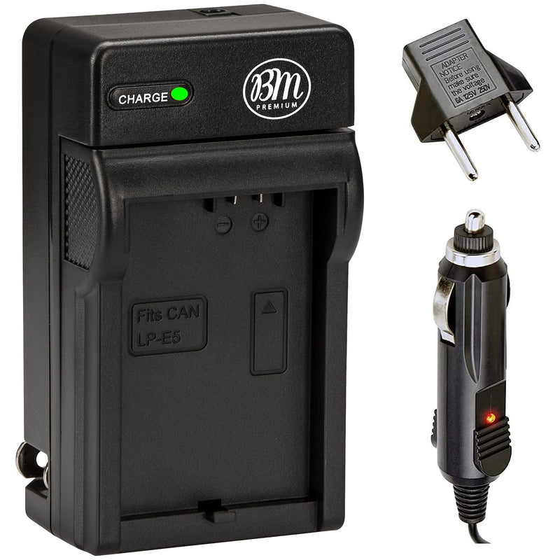 [AUSTRALIA] - BM Premium LP-E5 AC & DC Travel Battery Charger for Canon EOS Rebel XS, Rebel T1i, Rebel XSi, 1000D, 500D, 450D, Kiss X3, Kiss X2, Kiss F Digital SLR Camera 