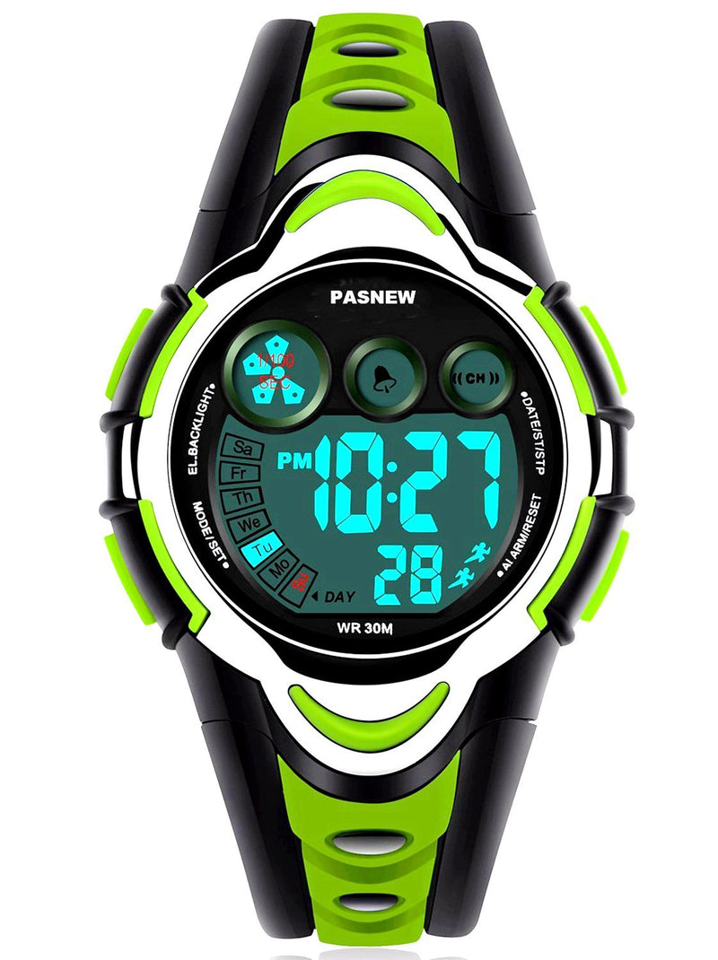Waterproof Boys/Girls/Kids/Childrens Digital Sports Watches for 5-12 Years Old green