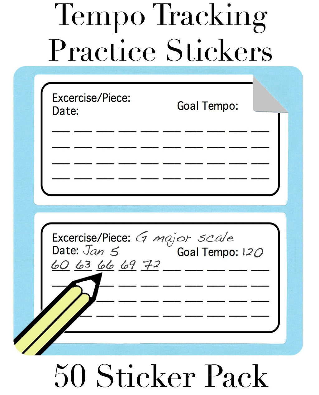 Tempo Tracking Practice Stickers (50 Pack) Great for music students!