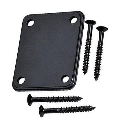 YMC 1 Set Electric Guitar Neck Plate with Screws for Strat Tele Guitar Precision,Jazz Bass Replacement, Black
