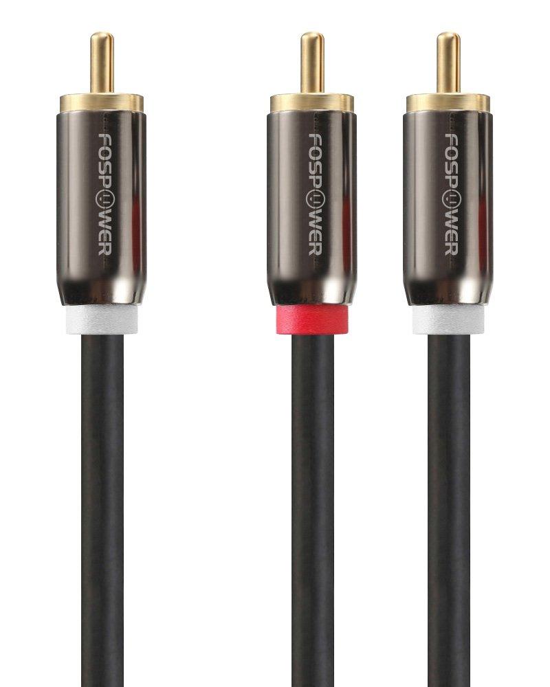 FosPower RCA Y-Adapter (3 Feet), 1 RCA Male to 2 RCA Male Short Y Splitter Digital Stereo Audio Cable for Subwoofer, Home Theater, Hi-Fi - Dual Shielded | 24K Gold Plated 3 Feet