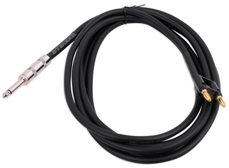 Rockville 10 Foot 1/4" to Banana Speaker Cable, 16 Gauge, 100% CopperSystem (RCXBN10),Black