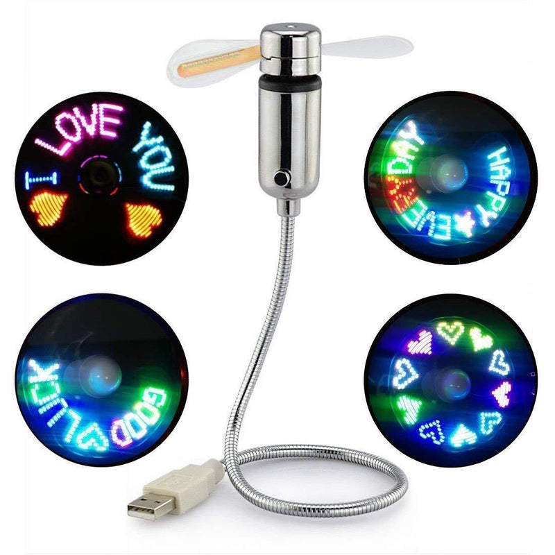 USB Fan with LED Display, SAYTAY Small Personal Portable Programmable LED Fan, Funny USB Toy Gadgets Gifts for Men Women Office Home USB FAN