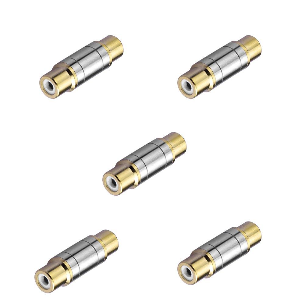 [AUSTRALIA] - Eightnoo Gold Plated RCA Coupler Female to Female Jack Adapter, Female to Female RCA A/V Joiner Video Audio Coupler Adapter (Pack of 5) Pack of 5 