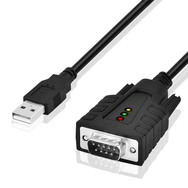 DriverGenius USB to Serial RS232 DB9 Cable Adapter with 3 LED Indicators- USB Serial 9 Pin Com Port Adapter- Compatible for Windows10/MacOS 10.15 (3ft/1m)