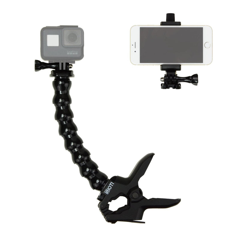 SIOTI Jaws Flex Clamp Mount with Adjustable Goose Neck and Cellphone Tripod Adapter Mount Compatible with GoPro Hero4 Session,Hero4,Hero3+,Hero3,Hero2,Hero Cameras and iPhone Samsung Most Smartphone