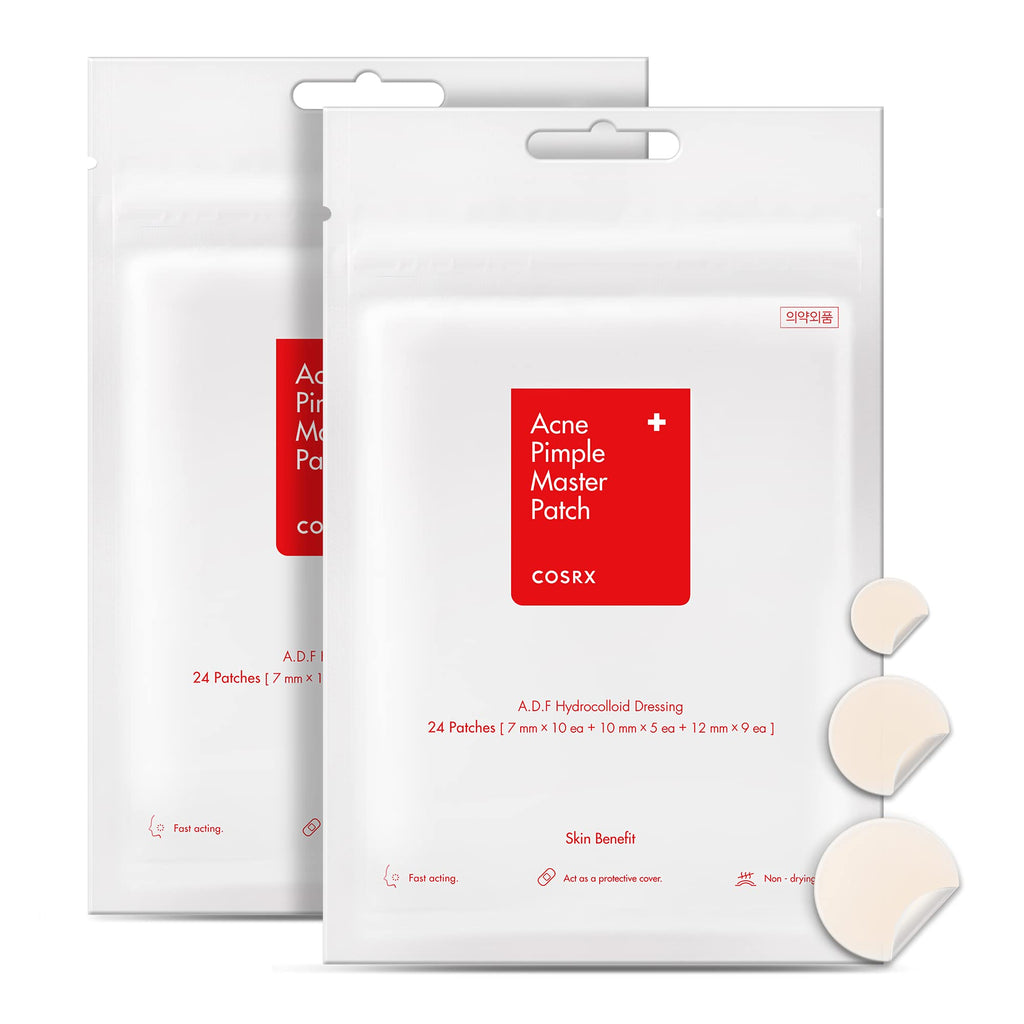 COSRX Acne Pimple Master Patch 48 Patches (2 Packs of 24 Patches) | A.D.F. Hydrocolloid Dressing | Quick & Easy Treatment