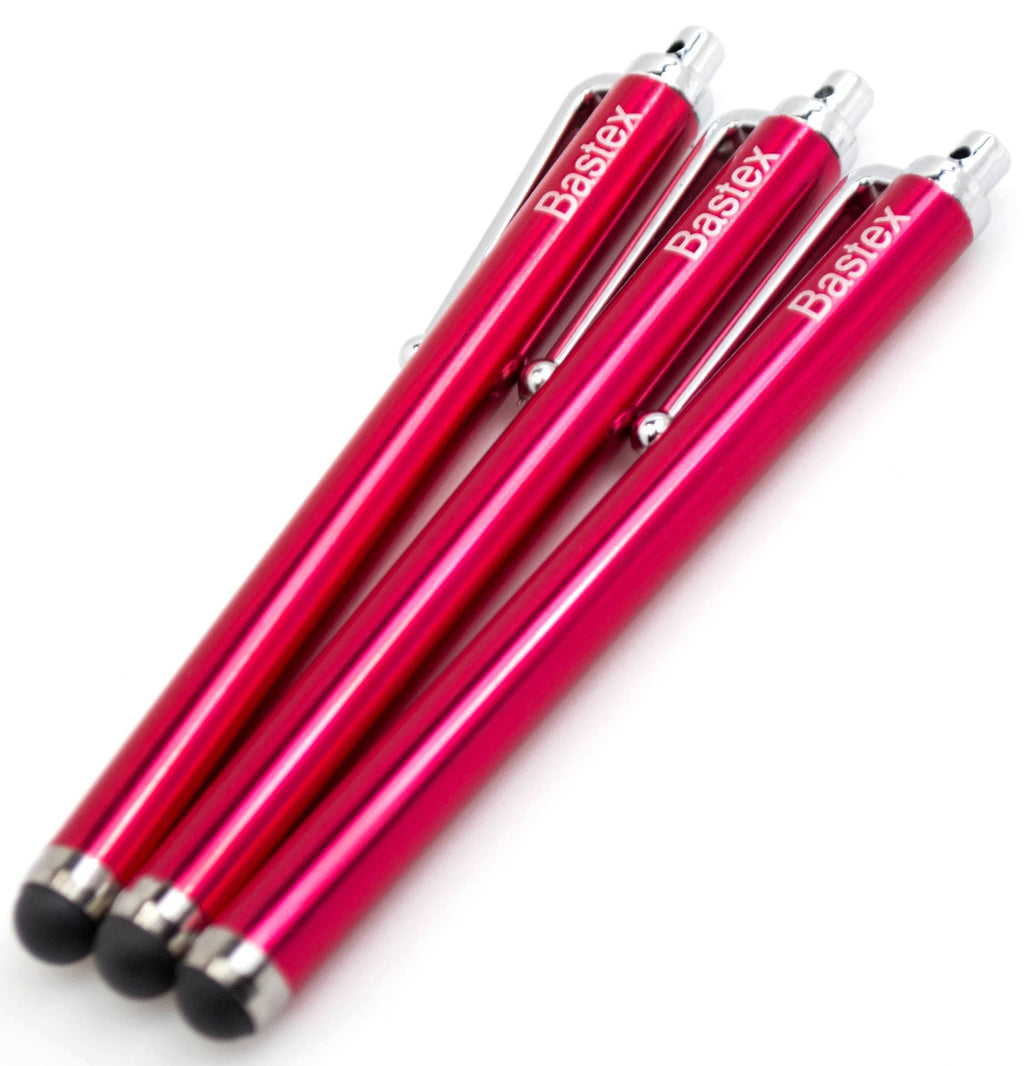 Bastex On The Go Pack of 3 Red Universal Stylus Touch Screen Pen for iPad iPhone Samsung Motorola LG