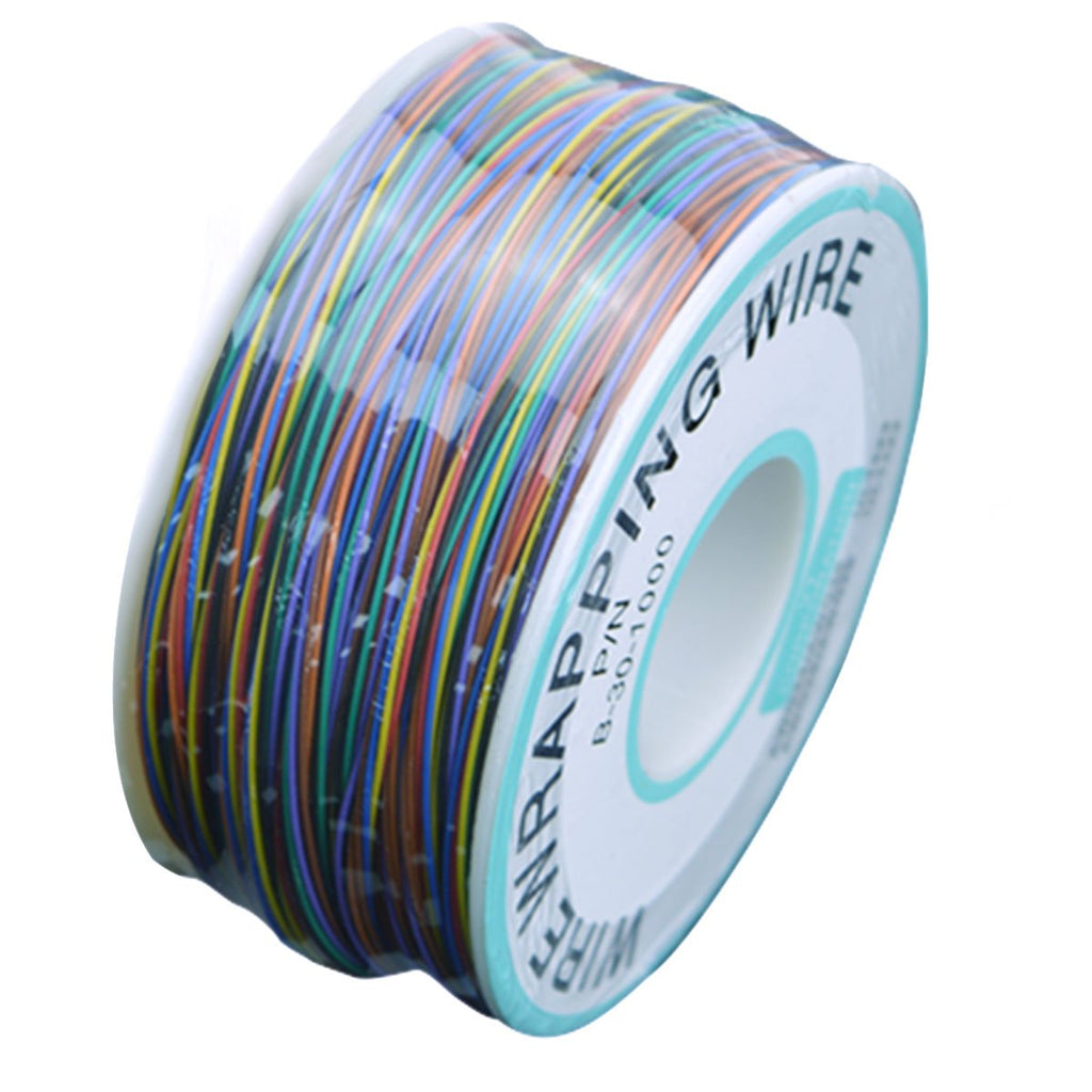 URBEST 305M White PCB Solder PVC Coated Tin Plated Copper Wire Wire-Wrapping 30AWG 105 Celsius Cable Roll (8 Colors)