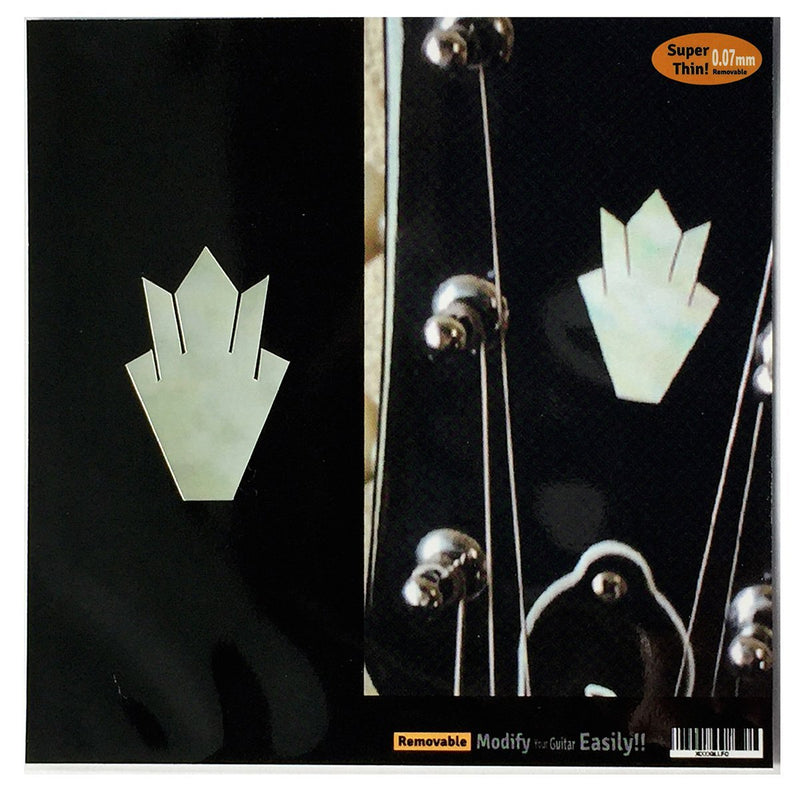 Inlay Sticker Decal for Guitar Headstock - Closed Crown (2pcs Set) - White Pearl