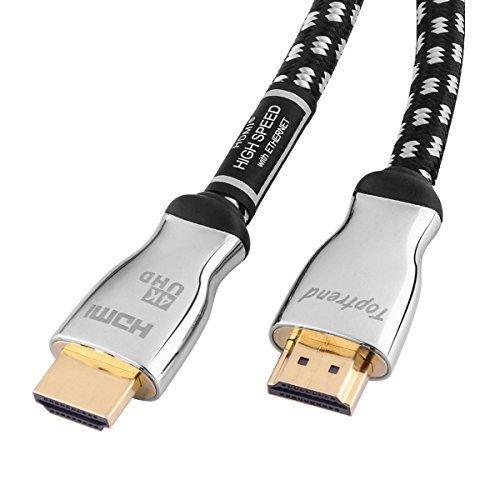 Toptrend 4K HDMI Cable 3ft -HDMI 2.0 Cord Supports 1080p, 3D, 2160p, 4K UHD, HDR, Ethernet and Audio Return -CL3 for in-Wall Installation -28AWG Braided for HDTV, Xbox, Blue-ray Player, PS3, PS4, PC 3ft 24Gbps
