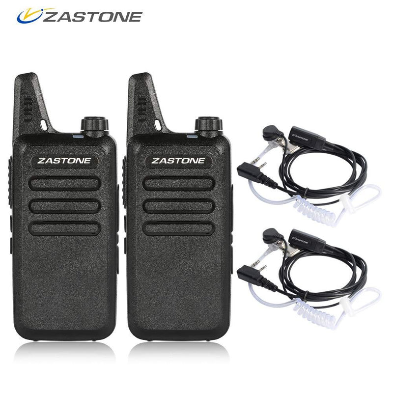 Zastone X6 Rechargeable Long Range Two-Way Radios with Earpiece 2 Pack 3W 16-Channel UHF Walkie Talkies 2Pack Black01
