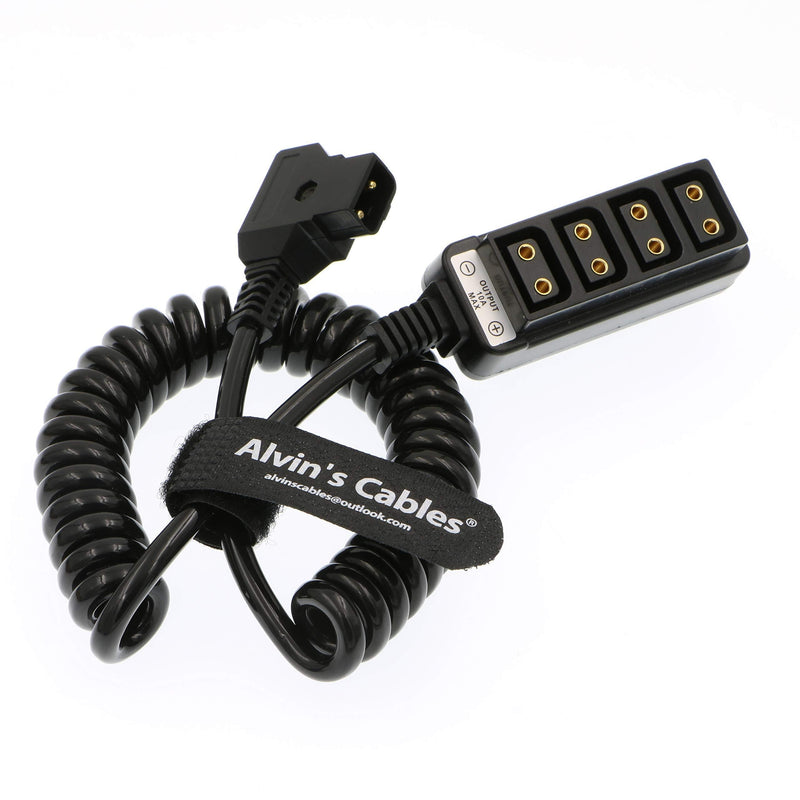 Alvin's Cables D-tap Male to 4 Port D-Tap Female Coiled Splitter Cable for Anton Bauer V-Mount Battery Coiled Cable 1