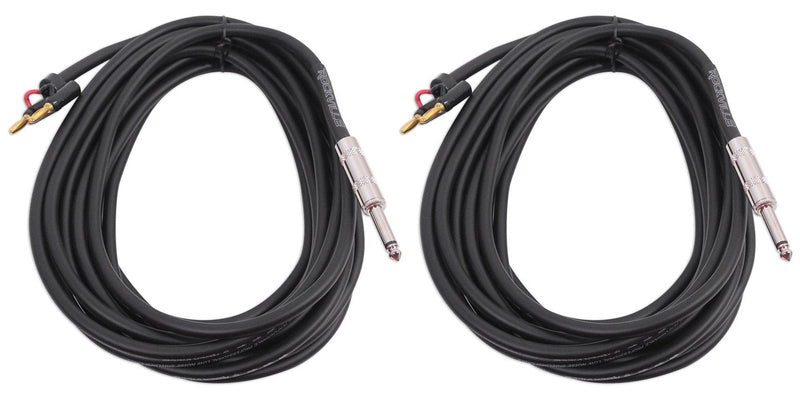 2) Rockville RCXBN20 20 Ft 1/4" to Banana Speaker Cables, 16 Gauge, 100% Copper!