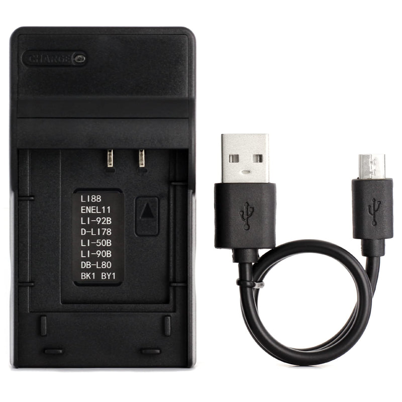 D-LI88 USB Charger for Pentax Optio H90, Optio P70, Optio P80, Optio W90, Optio WS80 Camera and More