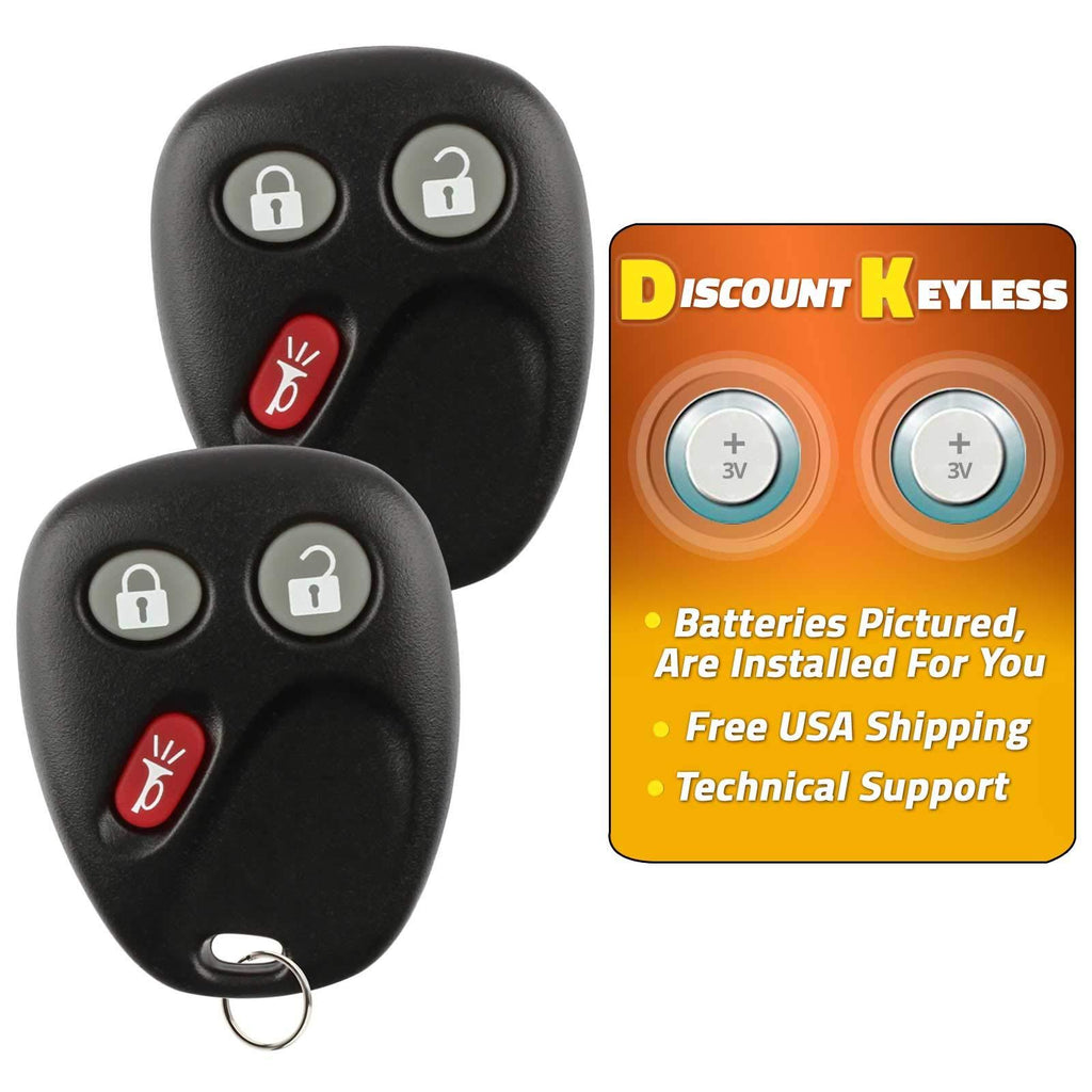 Discount Keyless Replacement Key Fob Car Entry Remote For Chevy Trailblazer GMC Envoy 15008008, 15008009 (2 Pack) Set of 2