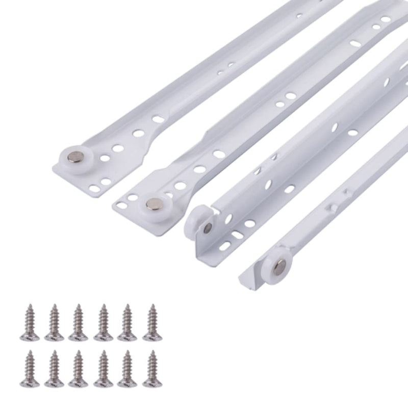 10 in. White Coated Steel Euro Bottom Mount Drawer Slides 10 Inch