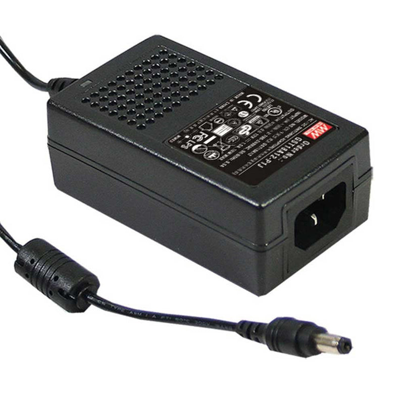 MEAN WELL GST18A05-P1J AC-DC High Reliability Industrial Table Top Power Supply, 2.1mm Plug Level VI, 5V 3A 15W 3-Wire
