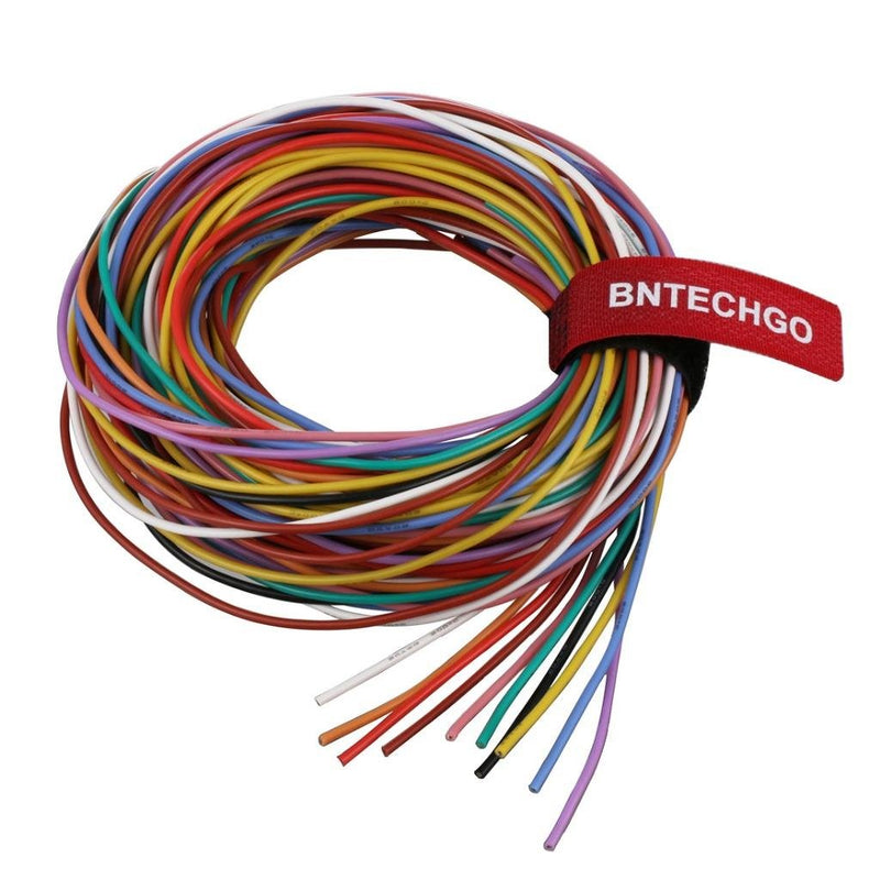 BNTECHGO 20 Gauge Silicone Wire Kit 10 Color Each 10 ft Flexible 20 AWG Stranded Tinned Copper Wire 20 silicone wire 10 colors each 10ft