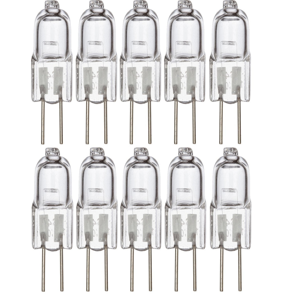 Simba Lighting Halogen G4 T3 10 Watt 120lm Bi-Pin Bulb (10 Pack) 12 Volt A/C or D/C for Accent Lights, Under Cabinet Puck Light, Chandeliers, Track Lighting, 10W 12V 2 Pin JC Warm White 2700K Dimmable 10.0