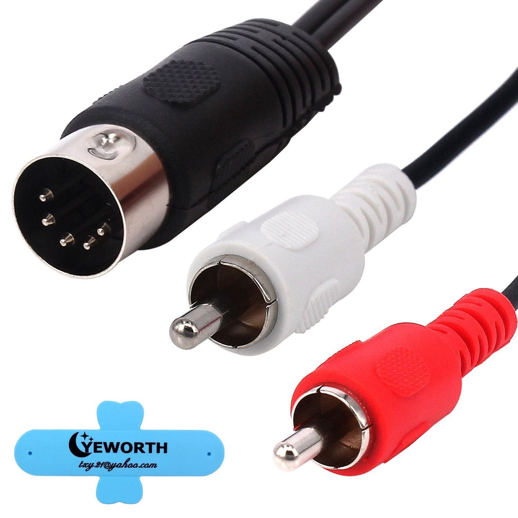[AUSTRALIA] - Yeworth 5 Pin DIN to RCA Cable,Premium 5ft/1.5m 5-Pin Din Male Plug to 2-RCA Male Audio Adapter Cable for Electrophonic Bang & Olufsen, Naim, Quad.Stereo Systems DIN 5P M-RCA M 